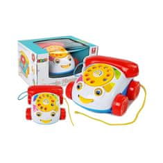 Lean-toys Vlečni telefon na kolesih z držalom 