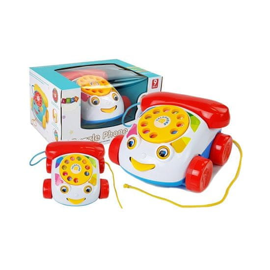 Lean-toys Vlečni telefon na kolesih z držalom