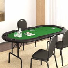 Vidaxl Zložljiva poker miza za 10 igralcev zelena 207x106x76 cm
