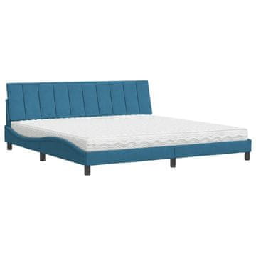 Vidaxl Postelja z vzmetnico Hanko modra 200x200 cm žamet