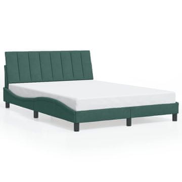 Vidaxl Posteljni okvir brez vzmetnice Hanko temno zelen 140x200 cm žamet