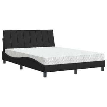 Vidaxl Postelja z vzmetnico Hanko črna 140x190 cm žamet