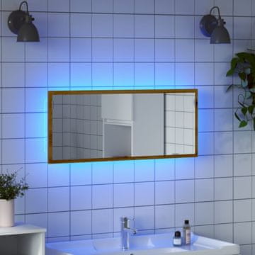 Vidaxl vidaXL Kopalniško ogledalo z LED-lučjo, umetniški hrast, 100 x 8,5 x 37 cm