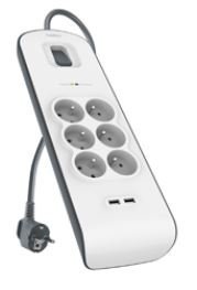 Belkin SurgeStrip preklopna zaščita,6 vtičnic,650J,2USB