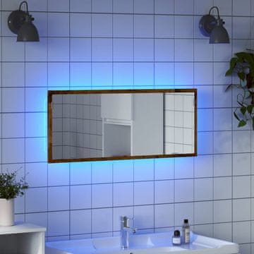 Vidaxl vidaXL Kopalniško ogledalo z LED-lučjo, starinski les, 100 x 8,5 x 37 cm