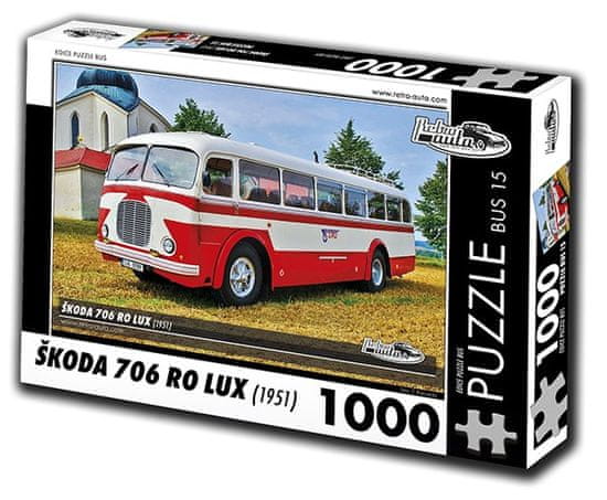RETRO-AUTA© Puzzle AVTOBUS št. 15 Škoda 706 RO LUX (1951) 1000 kosov