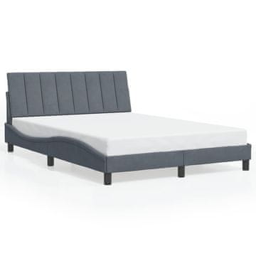 Vidaxl Posteljni okvir brez vzmetnice Hanko temno siv 140x200 cm žamet