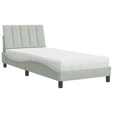 Vidaxl Postelja z vzmetnico Hanko svetlo siva 80x200 cm žamet