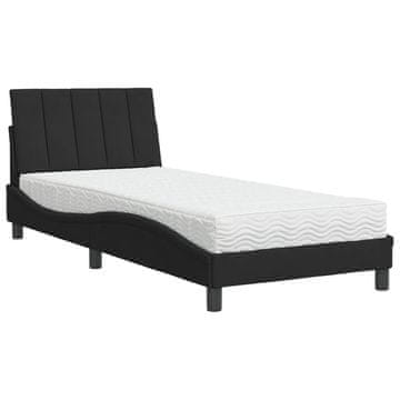 Vidaxl Postelja z vzmetnico Hanko črna 80x200 cm žamet