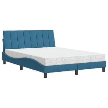 Vidaxl Postelja z vzmetnico Hanko modra 140x190cm žamet