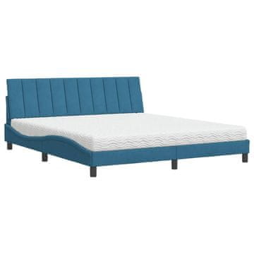 Vidaxl Postelja z vzmetnico Hanko modra 180x200 cm žamet