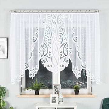 shumee POLA - Že izdelana žakard zavesa z izrezom na dnu - 300x140 cm - bela