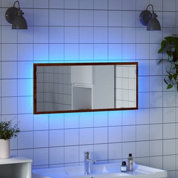 Vidaxl vidaXL Kopalniško ogledalo z LED rjavim hrastom 100x8,5x37 cm