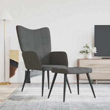 Vidaxl vidaXL Fotelj s podnožjem, temno siv, oblazinjen s tkanino