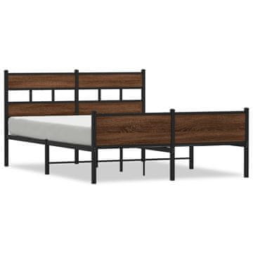 Vidaxl Posteljni okvir brez vzmetnice rjavi hrast 150x200 cm inž. les
