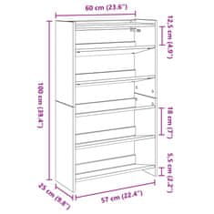 Vidaxl Regal za čevlje siva sonoma 60x25x100 cm inženirski les