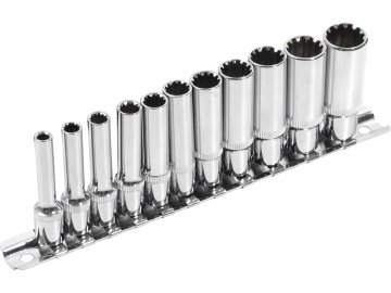 Extol Premium Vtična glava podaljšan, MULTI-LOCK, nastavljeno 11ks, 1/4", CrV