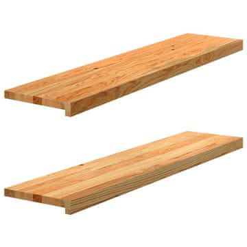 Vidaxl Okenske police 2 kosa svetlo rjava 110x25x2 cm trdna hrastovina