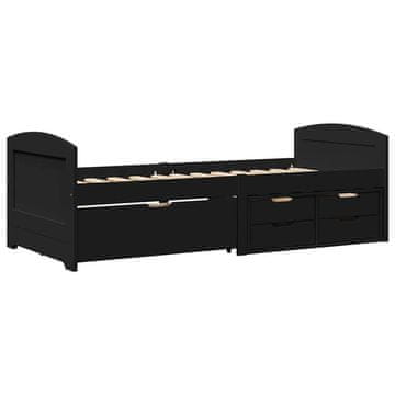 Vidaxl Dnevna postelja z 5 predaloma brez vzmetnice IRUN črne 90x200cm