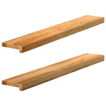 Vidaxl Okenske police 2 kosa svetlo rjava 100x15x2 cm trdna hrastovina