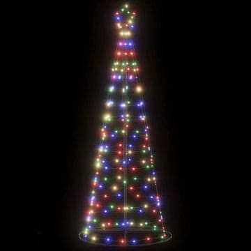 shumee vidaXL Osvetljena novoletna jelka stožec 200 LED barvita 182 cm