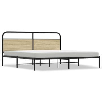 Vidaxl Kovinski posteljni okvir brez vzmetnice sonoma hrast 180x200 cm