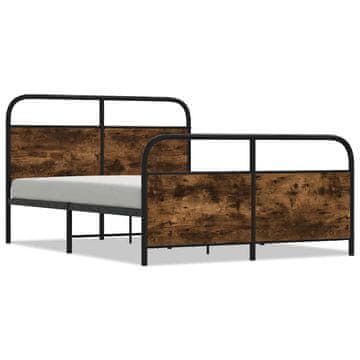 Vidaxl Kovinski posteljni okvir brez vzmetnice dimljen hrast 140x200cm