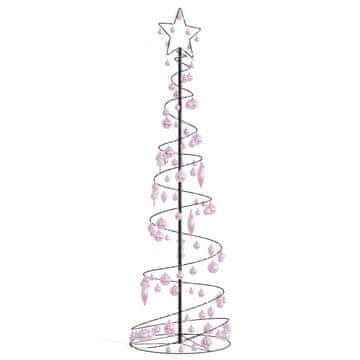 shumee vidaXL Osvetljena novoletna jelka stožec z bučkami 120 LED bela 180 cm