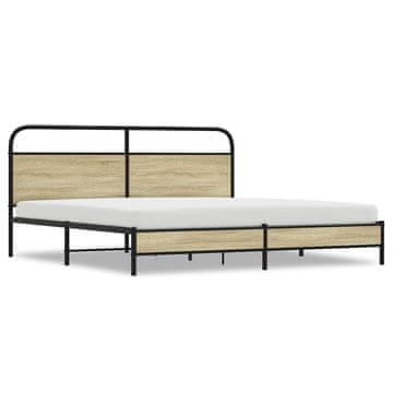 Vidaxl Kovinski posteljni okvir brez vzmetnice sonoma hrast 183x213 cm