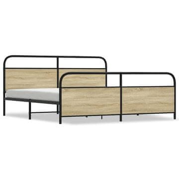 Vidaxl Kovinski posteljni okvir brez vzmetnice sonoma hrast 180x200 cm