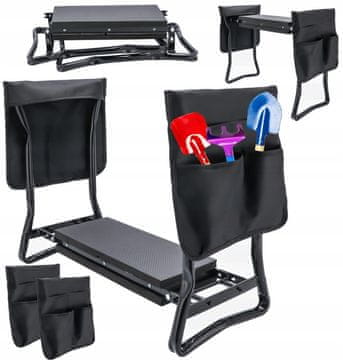 Jumi Stol - vrtna klečalnica 3v1 črna