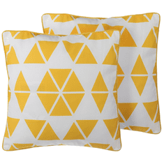 Beliani Komplet 2 vzglavnikov geometrijski vzorec 45 x 45 cm rumena PANSY
