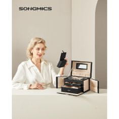 Songmics škatla za nakit z 2 predaloma in ogledalom