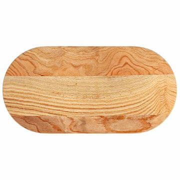 Vidaxl Mizna plošča svetlo rjava 80x40x4 cm trdna hrastovina ovalna