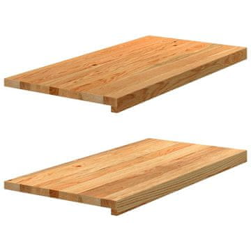 Vidaxl Okenske police 2 kosa svetlo rjava 80x40x2 cm trdna hrastovina
