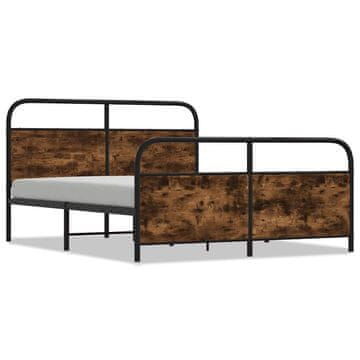 Vidaxl Kovinski posteljni okvir brez vzmetnice dimljen hrast 200x200cm