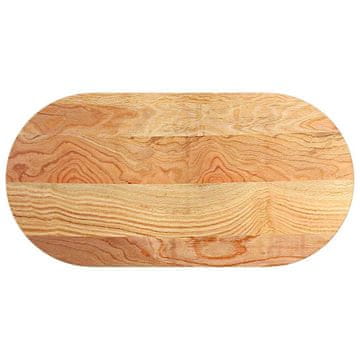 Vidaxl Mizna plošča svetlo rjava 100x50x2 cm trdna hrastovina ovalna