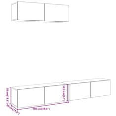 Vidaxl 3-delni set stenske TV omarice iz starega lesa 100x30x30 cm