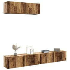 Vidaxl 3-delni set stenske TV omarice iz starega lesa 100x30x30 cm