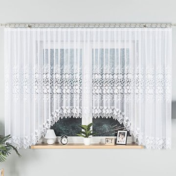 shumee HERNANI - Že izdelana žakard zavesa z izrezom na dnu - 510x160 cm - bela -