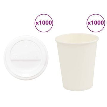 Vidaxl Papirnate skodelice za kavo s pokrovčki 1000 kosov 8oz 200ml