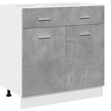 Vidaxl Spodnja omarica s predalom “Lyon” betonsko siva 80x46x81,5 cm