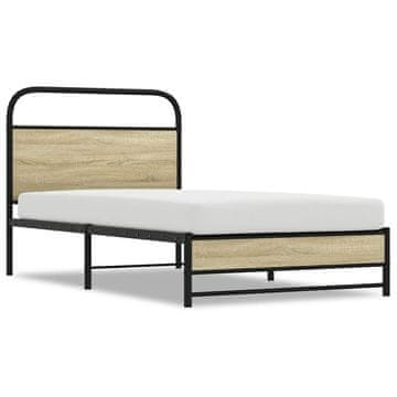 Vidaxl Posteljni okvir brez vzmetnice 100x190 cm sonoma hrast inž. les