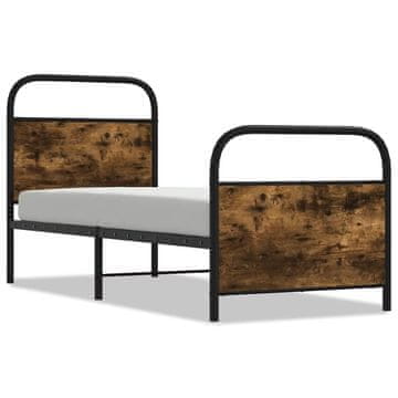 Vidaxl Posteljni okvir brez vzmetnice 75x190 cm dim. hrast inž. les