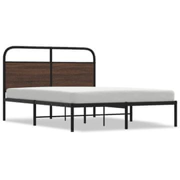 Vidaxl Posteljni okvir brez vzmetnice 135x190 cm rjav hrast inž. les