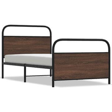 Vidaxl Posteljni okvir brez vzmetnice 107x203 cm rjavi hrast inž. les