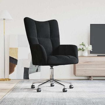 Vidaxl vidaXL Fotelj, črne barve, oblazinjen z žametom