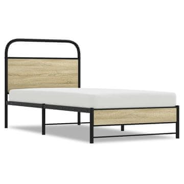 Vidaxl Posteljni okvir brez vzmetnice 75x190 cm sonoma hrast inž. les