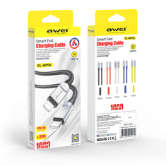 Awei CL-225L, 30 W, 1 m, črna, Polnilni podatkovni kabel 