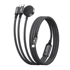 Awei W23, 2×USB-C, 5A, 2 m, črn, polnilni kabel 3v1